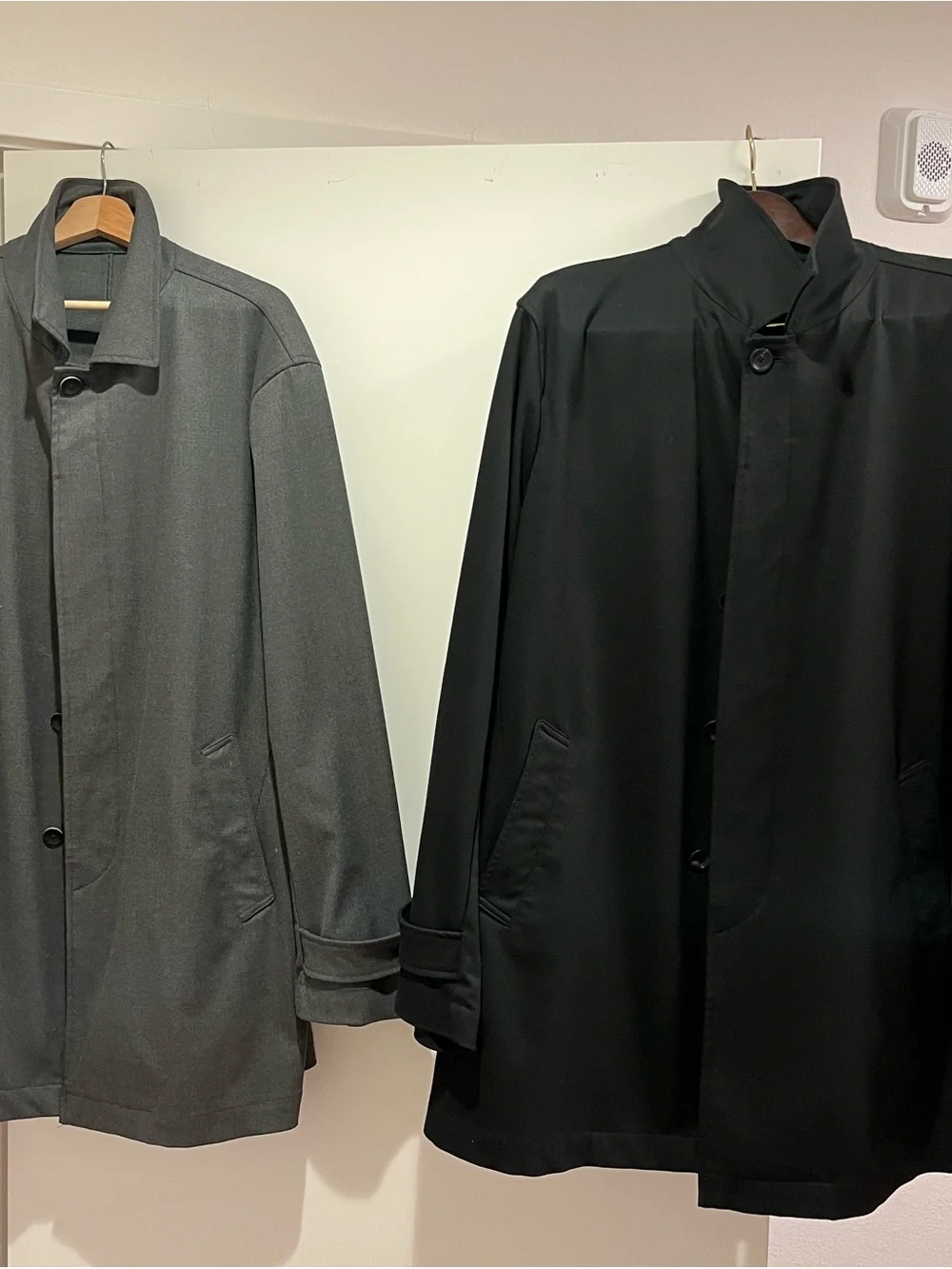 Armani Collezioni Black and Gray Two-Piece Trench Coat Set